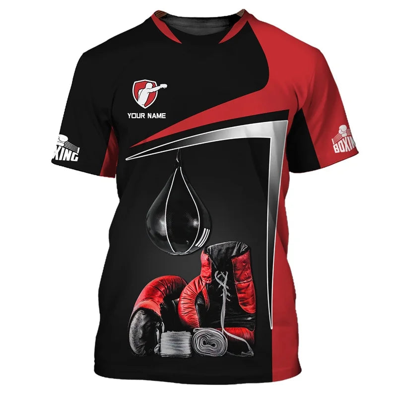 3D Printed Boxing Combat Sports T Shirt For Men Customized Pattern Tee Shirts Summer Street Loose Short Sleeve O-Neck T-shirts