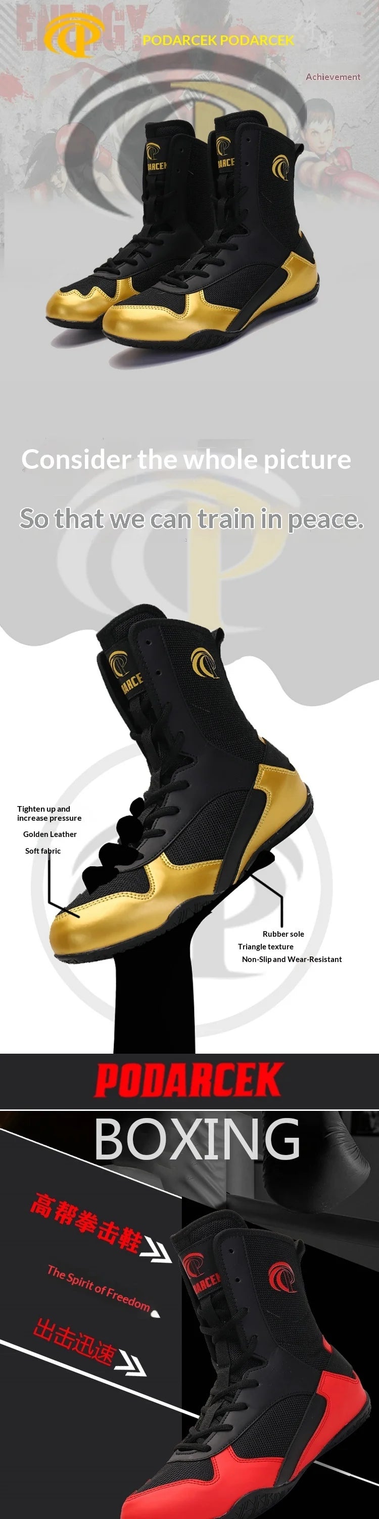 Professional Boxing Shoes Men High Top Wrestling Training Sneakers 7517