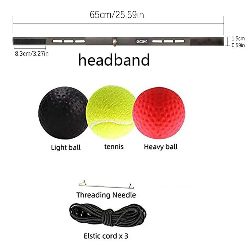 1 set of boxing reaction ball silicone anti-sweat headband boxing ball fitness decompression vent ball boxing training equipment
