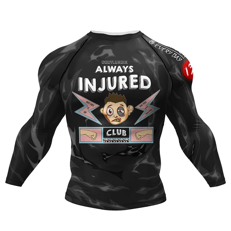 Boxing Jiu Jitsu T-shirts BJJ Rashguard For Men Sport No GI MMA Ranked Long Sleeve MMA Compression Clothing Male Rashguards Tops