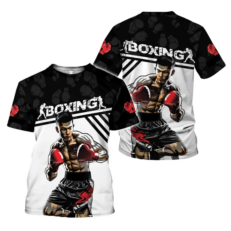 Boxing Gloves Graphic T-shirt Men Sports 3D Printed Boxing Tee Shirts Tops Short Sleeves Summer Round Neck Oversized T Shirt