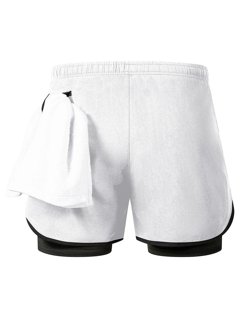 Women's Gym Workout Running 2 in 1 Shorts Summer Athletic Quick Dry Dual-Layered Shorts with Phone Pocket Towel Loop Activewear