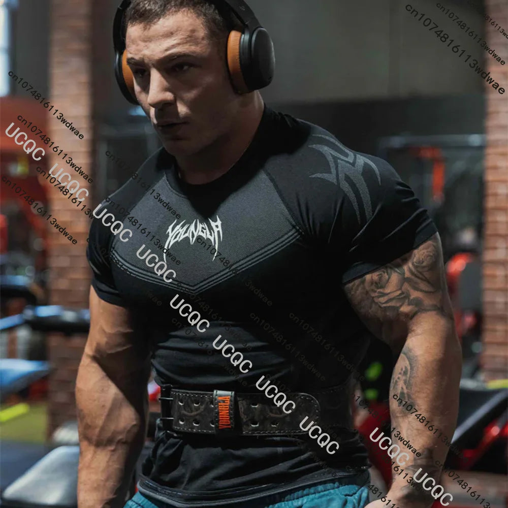 New Askari Men's Boxing and Wrestling T-shirts Summer Sports Fitness Quick Dry Gym Short-Sleeved T-shirts Outdoor Training Suit