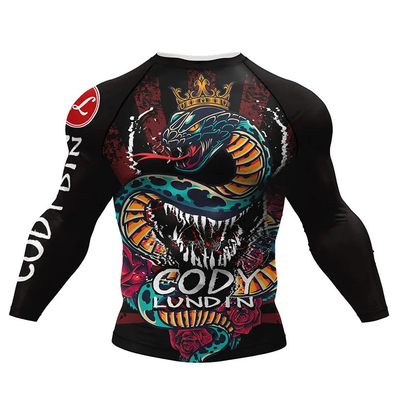 New Boxing Rashguard MMA T-shirt For Men Bjj Gi Kickboxing Jerseys Shirt Sport Long Sleeve Gym Rashgard T-shirts Fight Boxe Tees