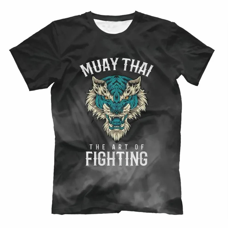 Boxing Men's Muay Thai T Shirt Fashion Summer Oversized T-shirts Casual Men's Gym Fitness Combat Training Sportswear Clothing