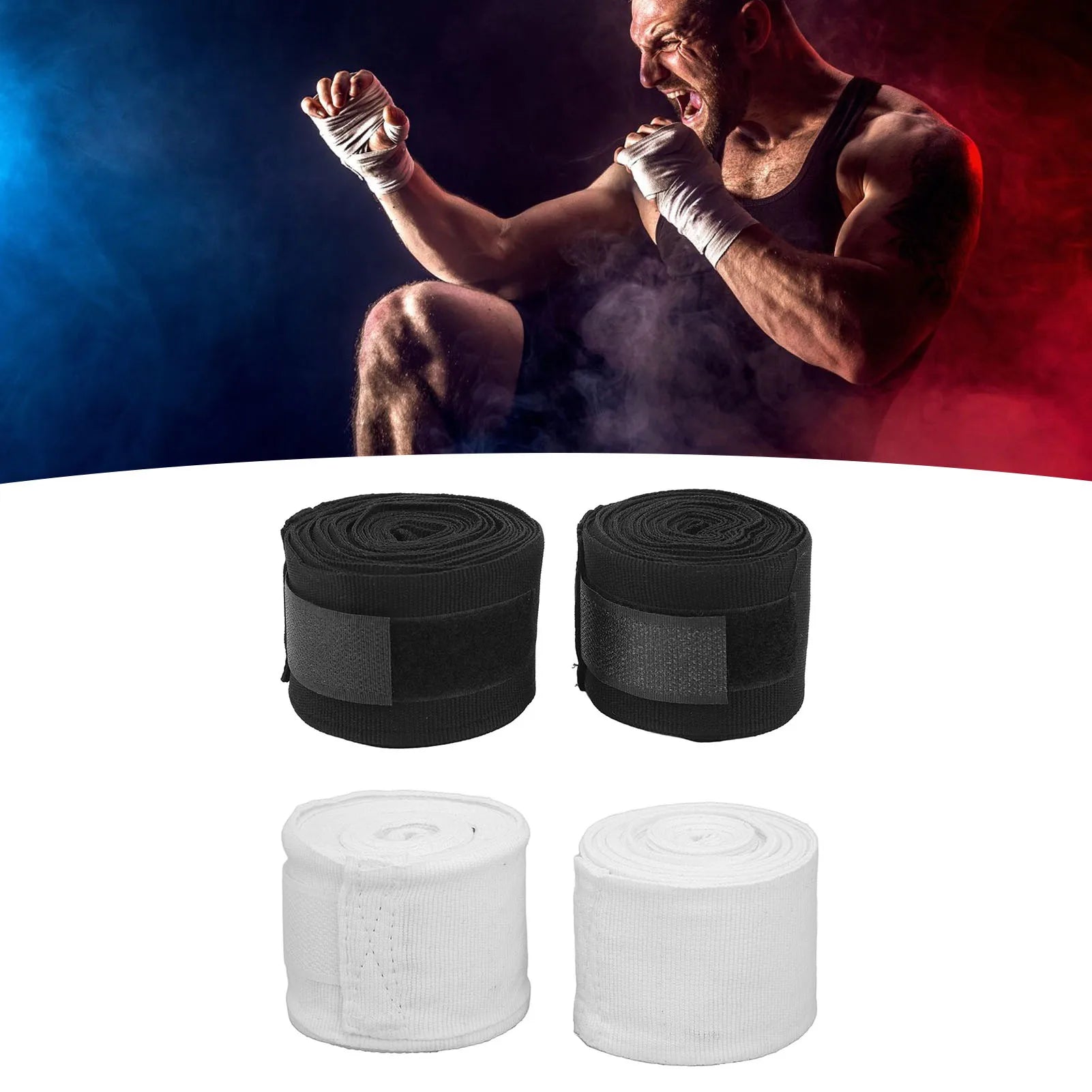Boxing Handwraps Kickboxing Hand Wraps Cotton Quick Drying 5m Hook Loop Design Sports Hand Wraps Semi Elastic for Racing