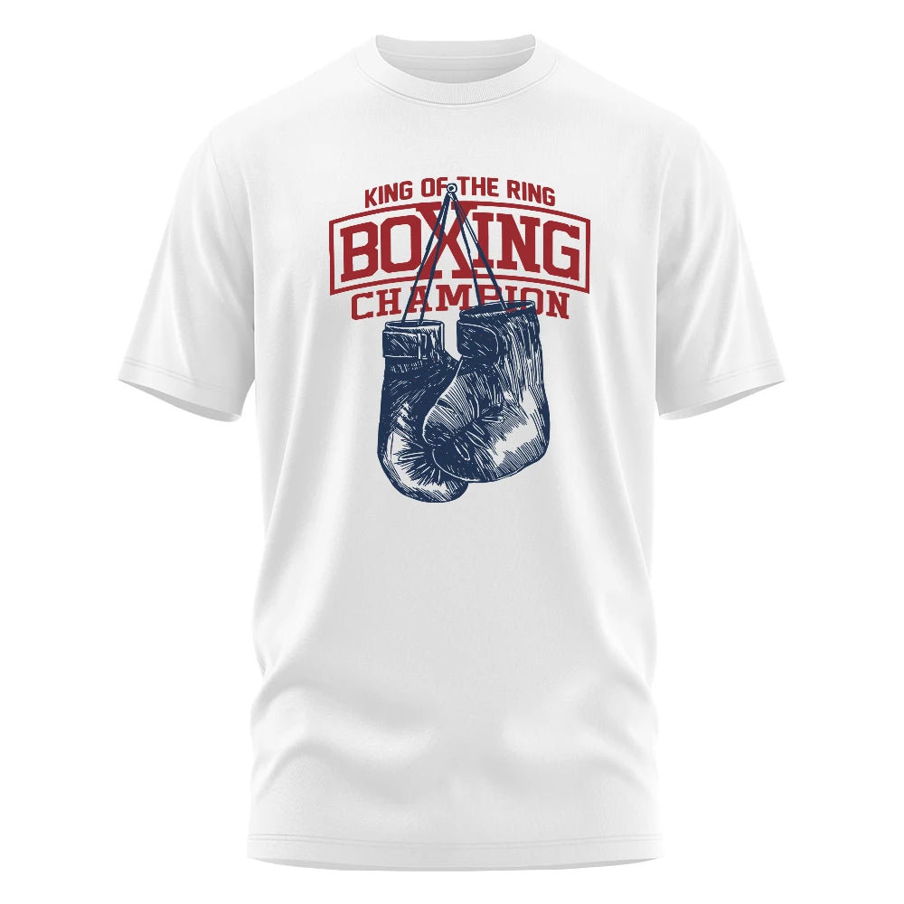 King of The Ring Boxing Champion Printed T Shirt for Men Women Vintage GYM Apparel Tops Tees