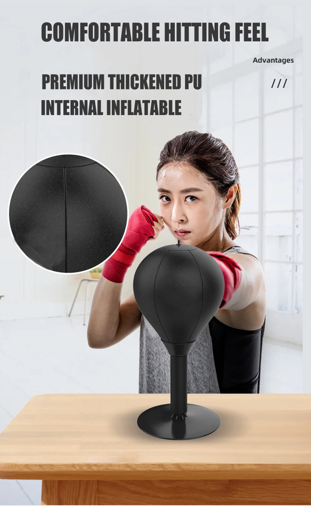 Stress Relief Boxing Bag Suction Cup Base Speed Ball Inflatable Foam Spring Fighting Speed Reflex Training Fitness Equipment