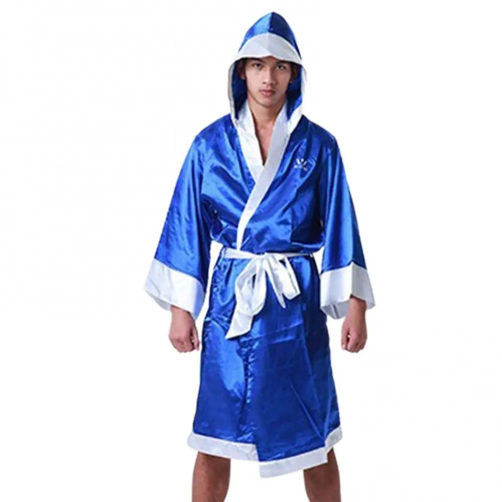 Men Long Sleeve Waist Belt Competition Training Muay Thai Boxing Robe Uniform Boys Girls Boxing Jerseys
