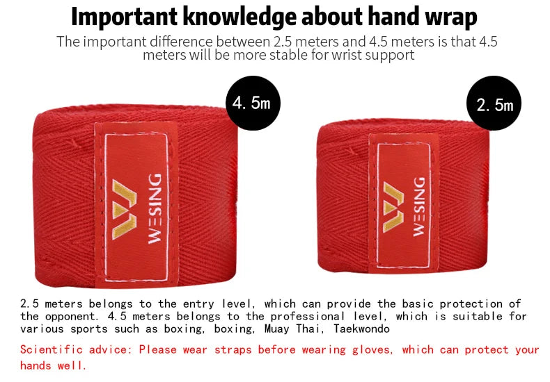 Wesing Cotton Boxing Handwraps Kickboxing Gym Sport Support Fitness Handwrape Protection Hand Wrap