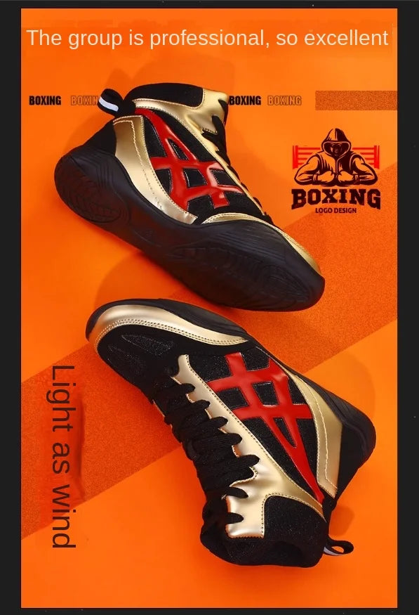 Men professional boxing wrestling fighting shoes Lightweight and Breathable best women's men's boxing Wrestling shoes boots