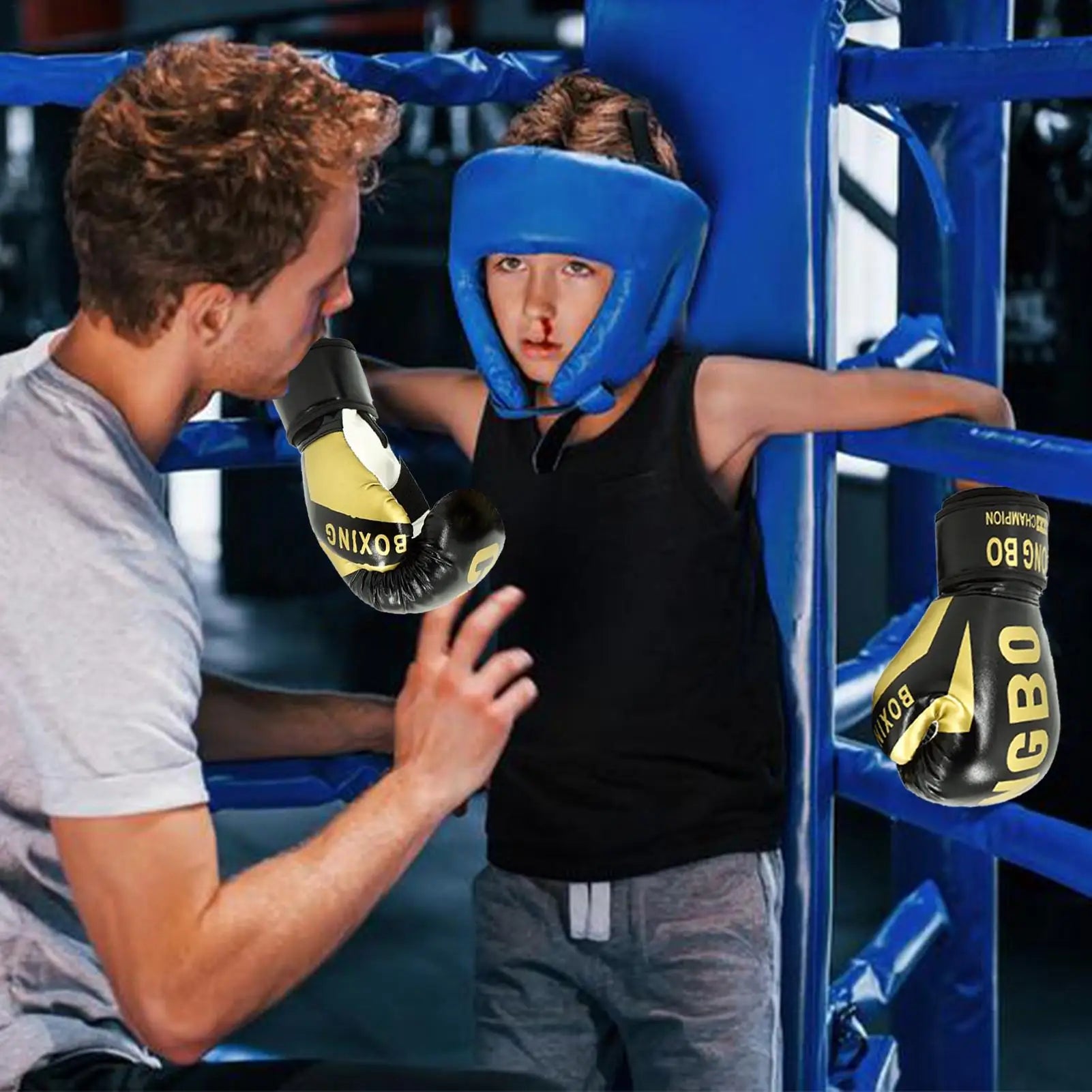 Boxing Punching Gloves Adjustable Boys Protective Sparring Mitts Comfortable Boxing Wraps Gloves for 6-12 Years Old Boys Girls
