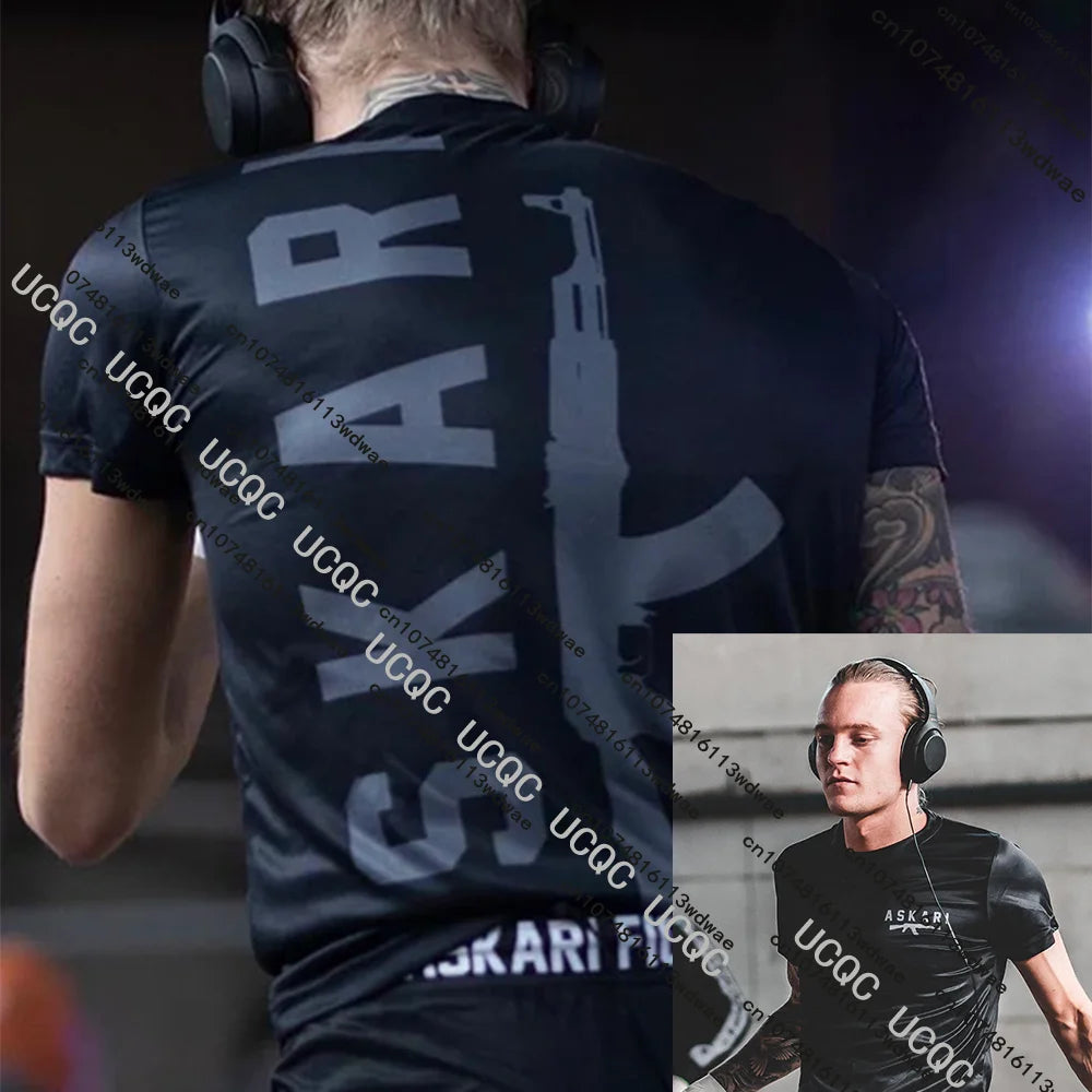 New Askari Men's Boxing and Wrestling T-shirts Summer Sports Fitness Quick Dry Gym Short-Sleeved T-shirts Outdoor Training Suit