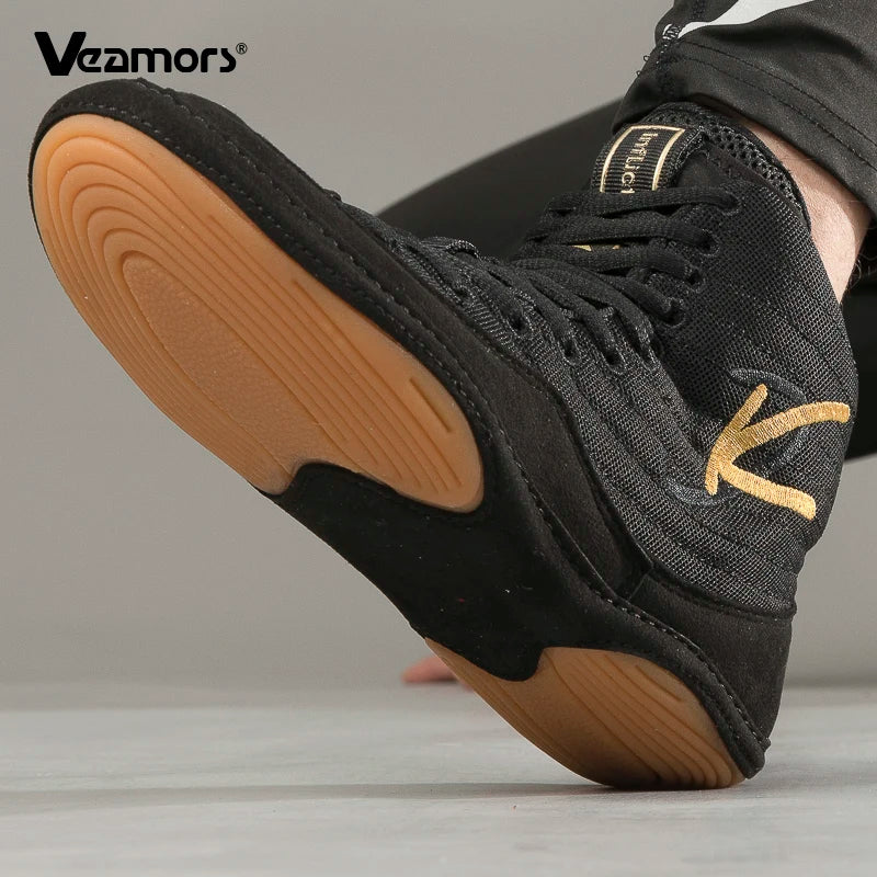 High-top Men's Boxing Shoes Breathable Fighting Wrestling Shoes Women's Anti-slip Sanda Sneakers Mesh Boxing Training Shoes
