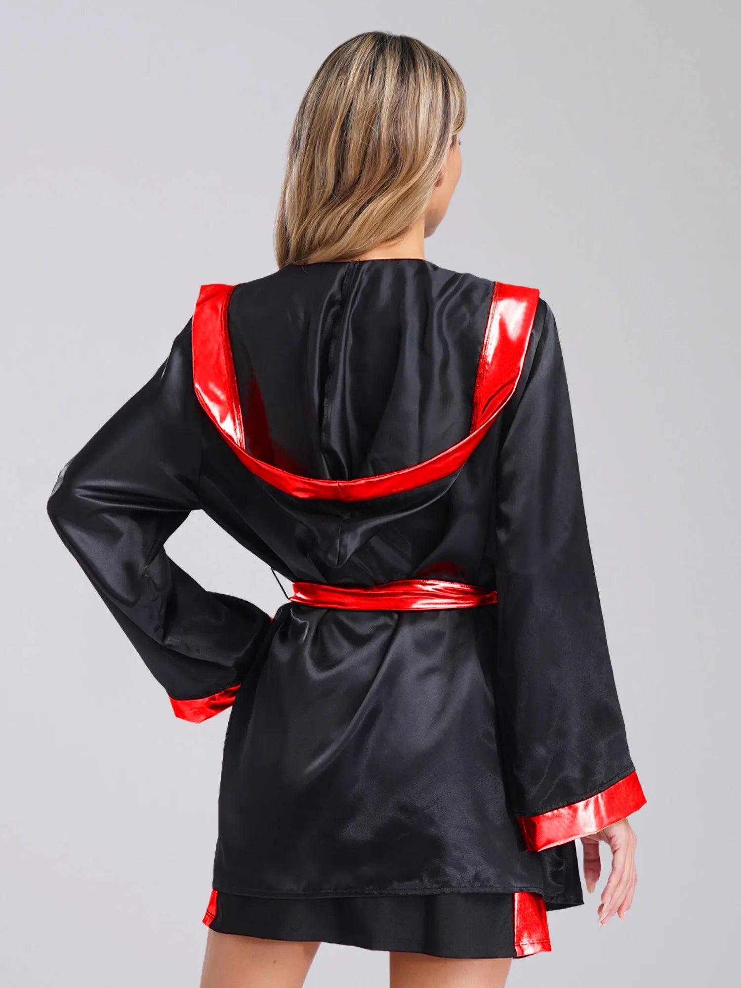 Women Boxing Robes Bjj Boxer Fight Grappling Costume Martial Arts Muay Thai Satin Tops + Skirt Belt Kickboxing Hooded Outfit
