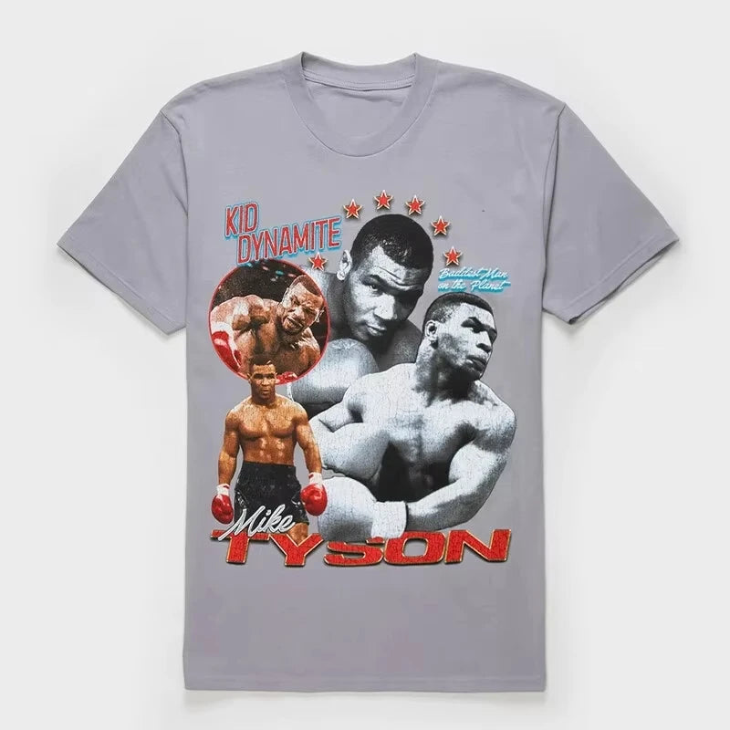 Mike Boxing Printed Retro T-Shirt, Unisex, Large Size, Tyson T-Shirt, Summer Street Trend Brand, Couple Wear