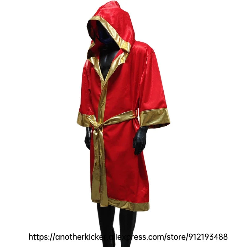Boxing Robe High Quality Belted Hooded Workout Robe Men Women Kid Boxer Kickboxing Boxing Gown Martial Arts MMA Fighting Clothes