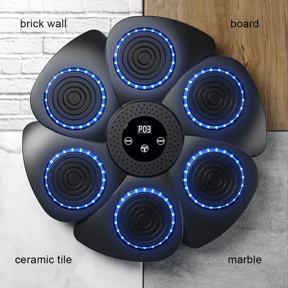 Bluetooth Music Boxing Machine RGB Light Smart Fitness Boxing Bag Muay Thai Sandbag Training Punching Equipment for Kids Adults