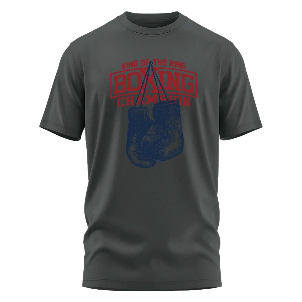 King of The Ring Boxing Champion Printed T Shirt for Men Women Vintage GYM Apparel Tops Tees