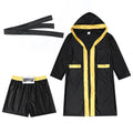 Boxing Robe Adults Costume Boxer Game Suit Black Hooded Outwear Poncho Sweat Shorts Sports Clothes Full Set Unisex Halloween