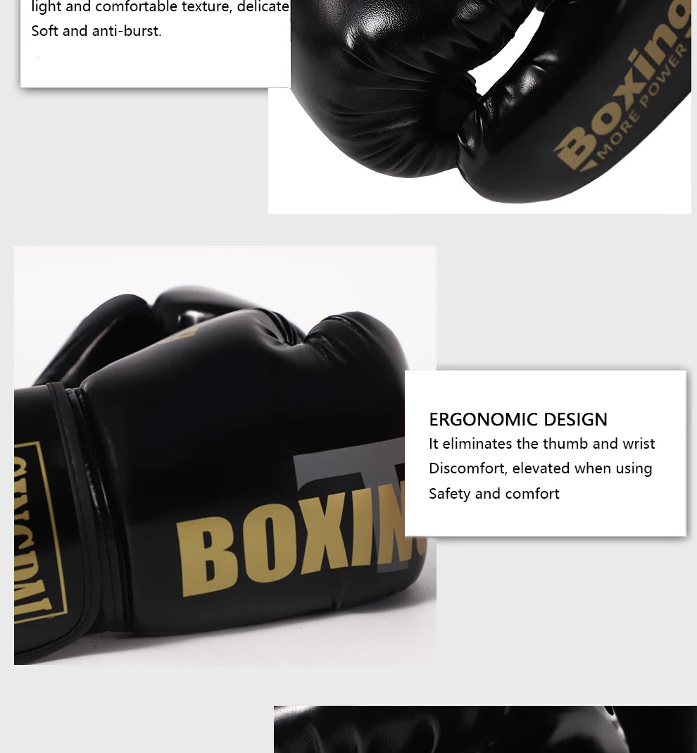 6-12oz Boxing gloves for adults children men Sanda professional women Muay Thai teenagers beginners boxing training equipment