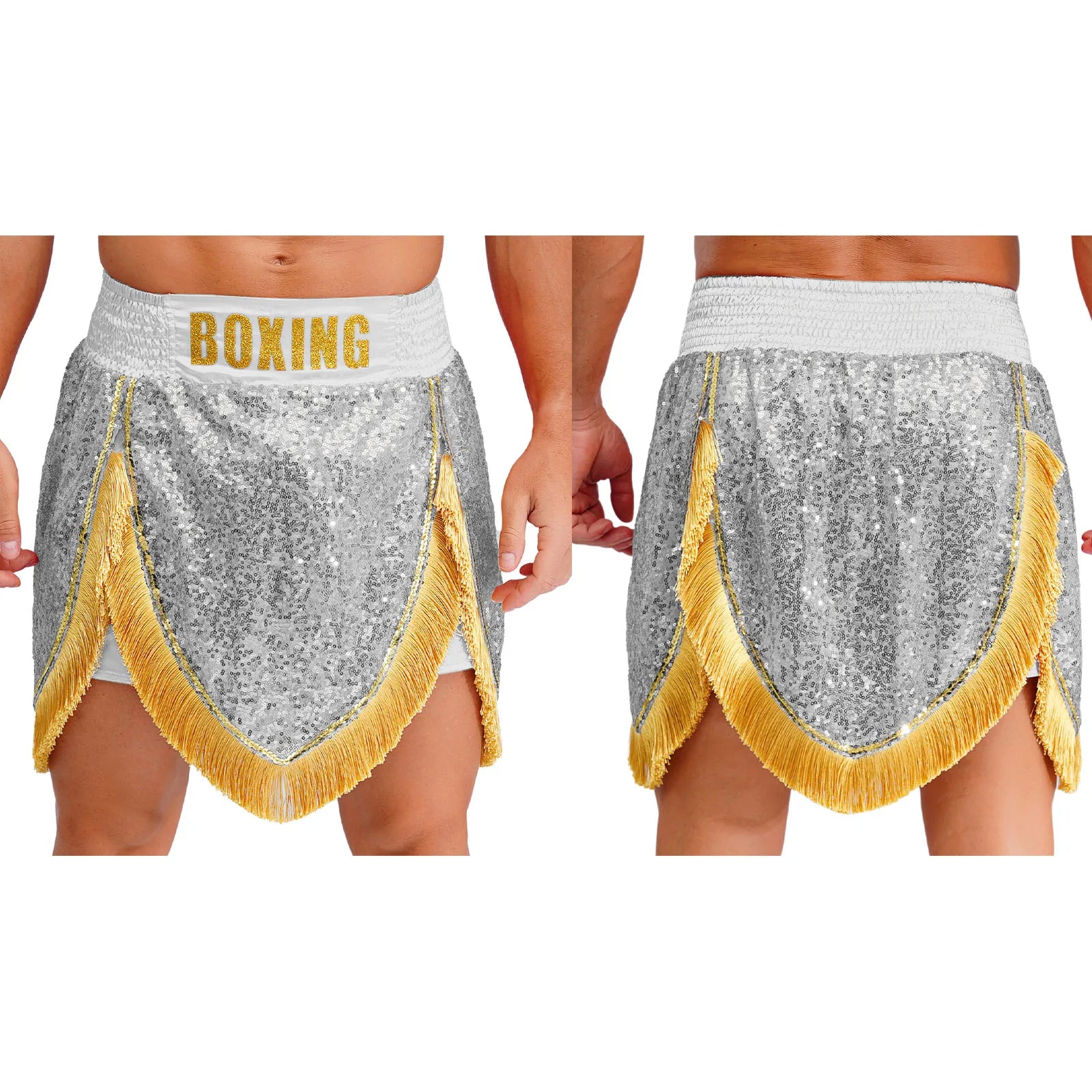 Adult Men's Boxing Competition Skirts Shorts Muay Thai Martial Arts Training Costumes Kickboxing Performance Fringe Shorts