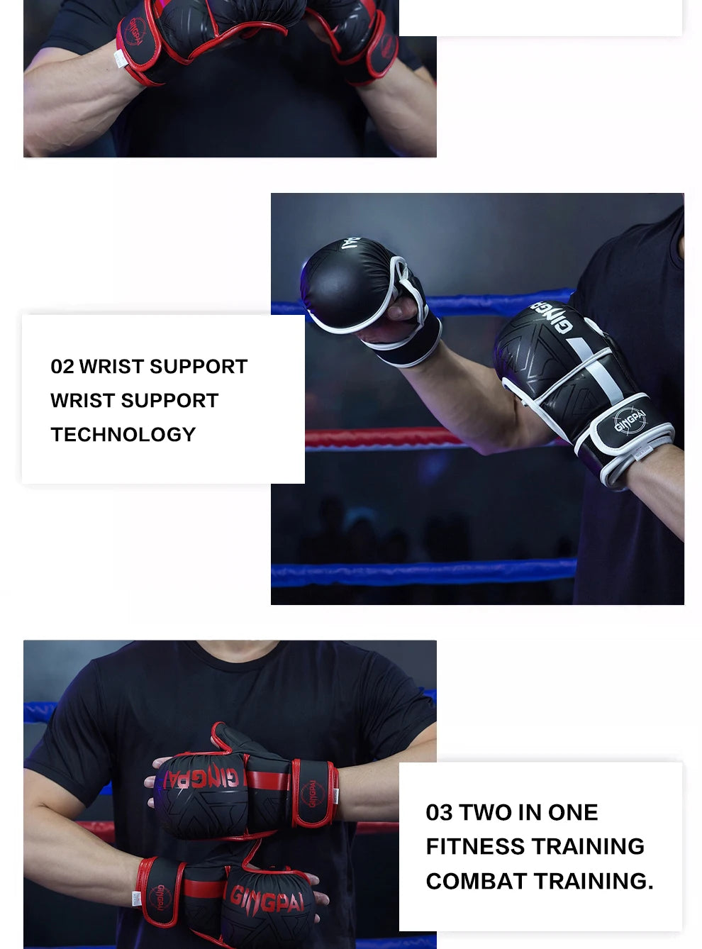 Professional MMA Boxing Gloves Half Finger Sandbag Karate Muay Thai Training Gloves Men Women Thickened Boxing Equipment