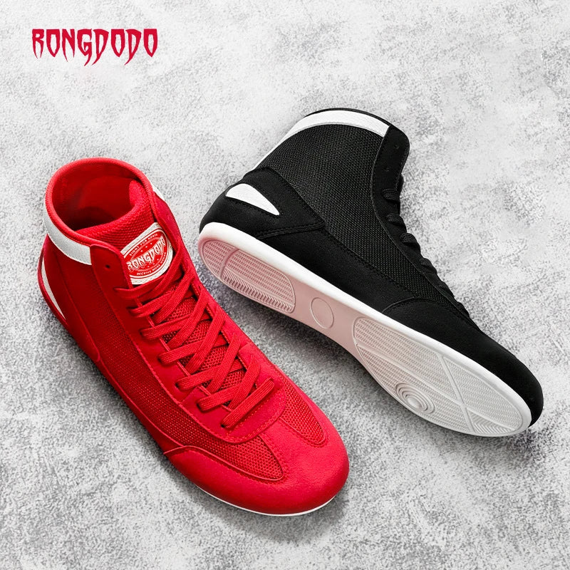 High-top Boxing Shoes Sanda Combat Training Professional Ankle Support Shoes Wrestling Fighting Non-slip Martial Arts Sneakers