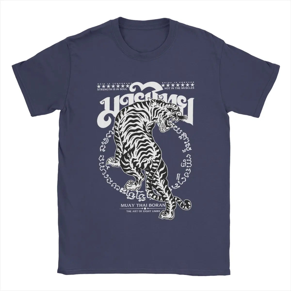 Men's T-Shirts Muay Thai Sak Yant Tiger Unique 100% Cotton Tee Short Sleeve Boxing Fighter T Shirts Round Neck Clothing Summer