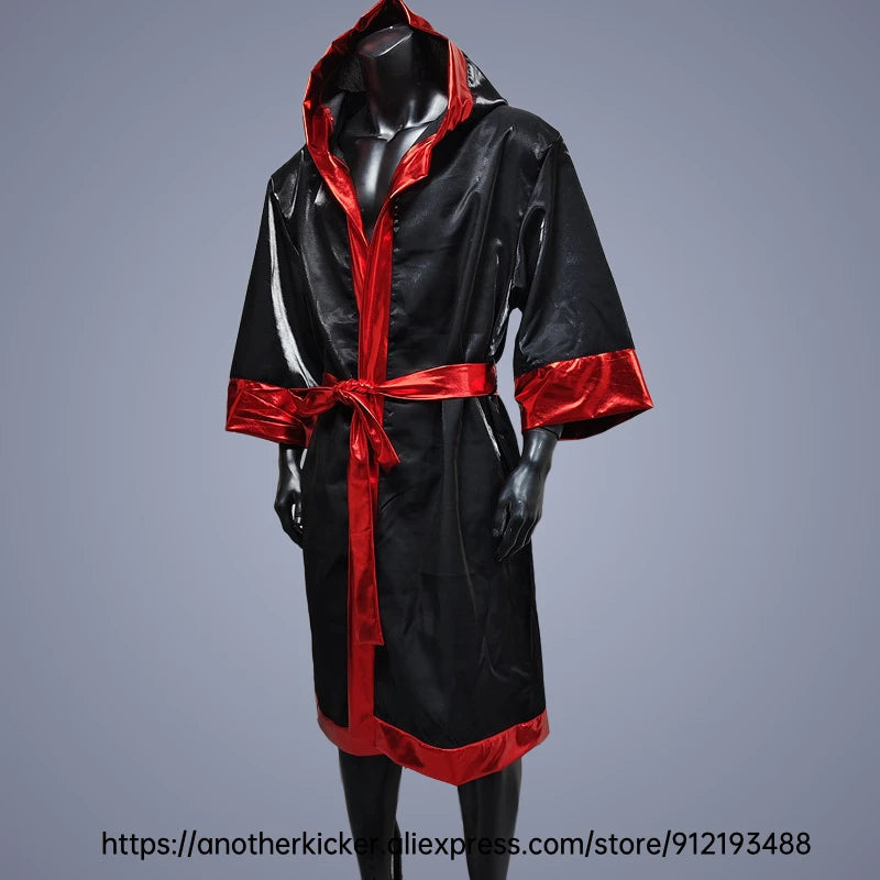 Boxing Robe High Quality Belted Hooded Workout Robe Men Women Kid Boxer Kickboxing Boxing Gown Martial Arts MMA Fighting Clothes