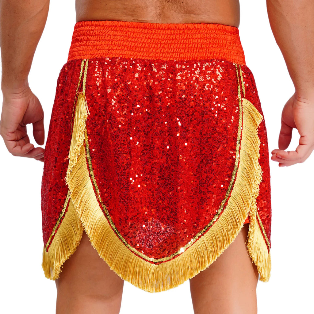 Adult Men's Boxing Competition Skirts Shorts Muay Thai Martial Arts Training Costumes Kickboxing Performance Fringe Shorts