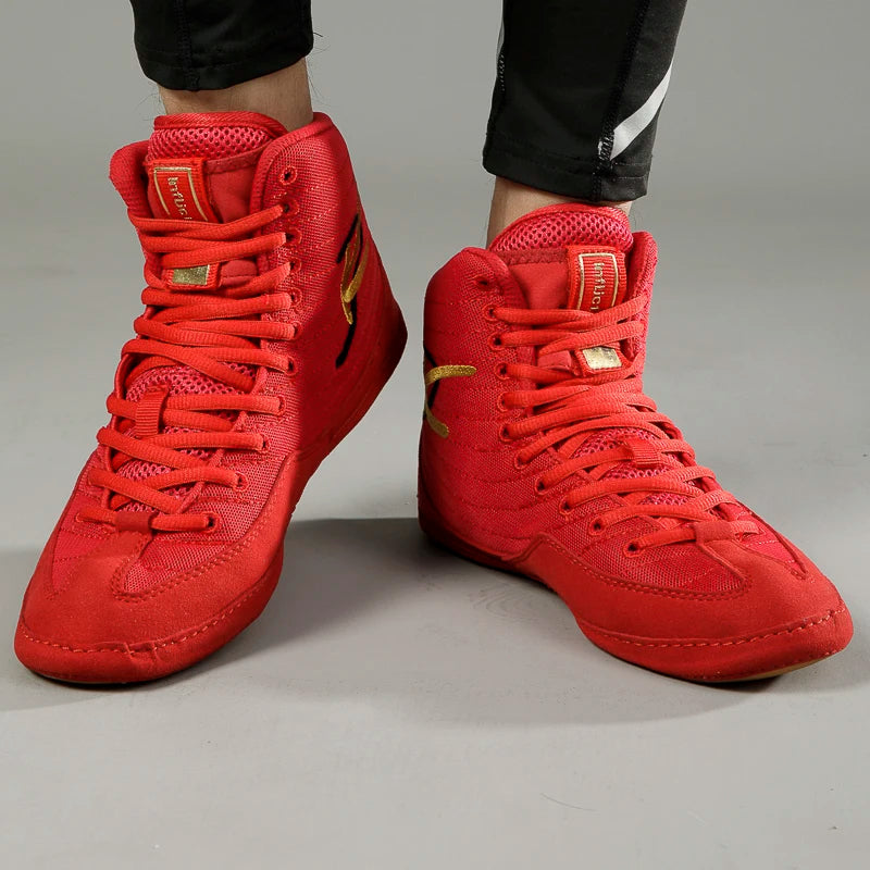 High-top Men's Boxing Shoes Breathable Fighting Wrestling Shoes Women's Anti-slip Sanda Sneakers Mesh Boxing Training Shoes
