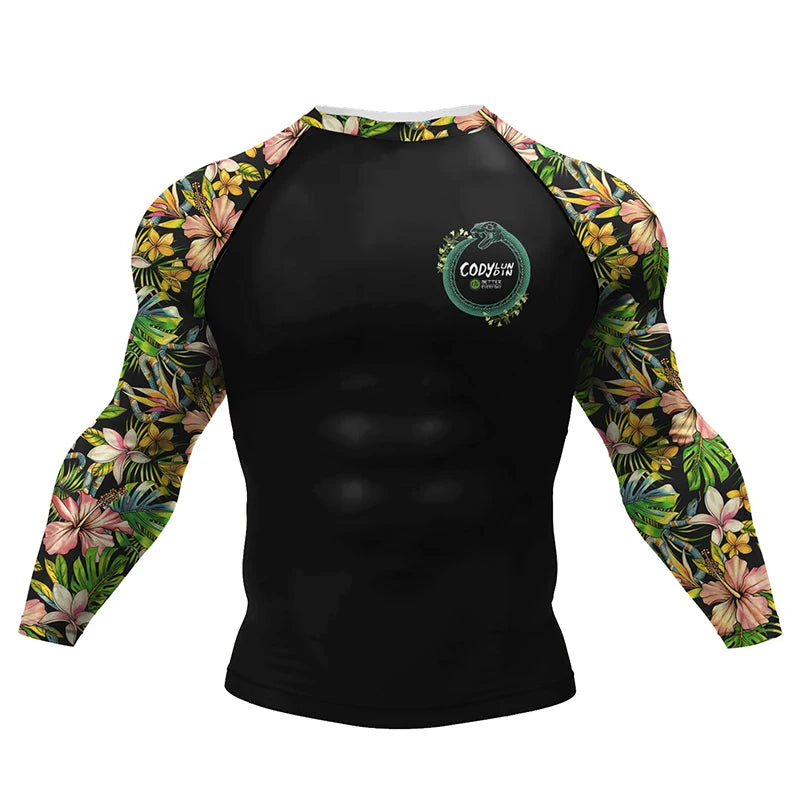 Boxing Jiu Jitsu T-shirts BJJ Rashguard For Men Sport No GI MMA Ranked Long Sleeve MMA Compression Clothing Male Rashguards Tops