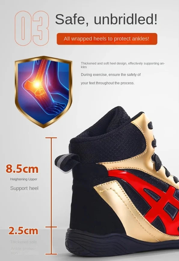 Men professional boxing wrestling fighting shoes Lightweight and Breathable best women's men's boxing Wrestling shoes boots
