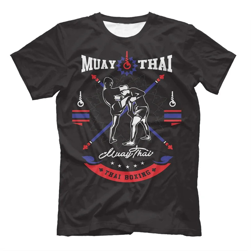 Boxing Men's Muay Thai T Shirt Fashion Summer Oversized T-shirts Casual Men's Gym Fitness Combat Training Sportswear Clothing