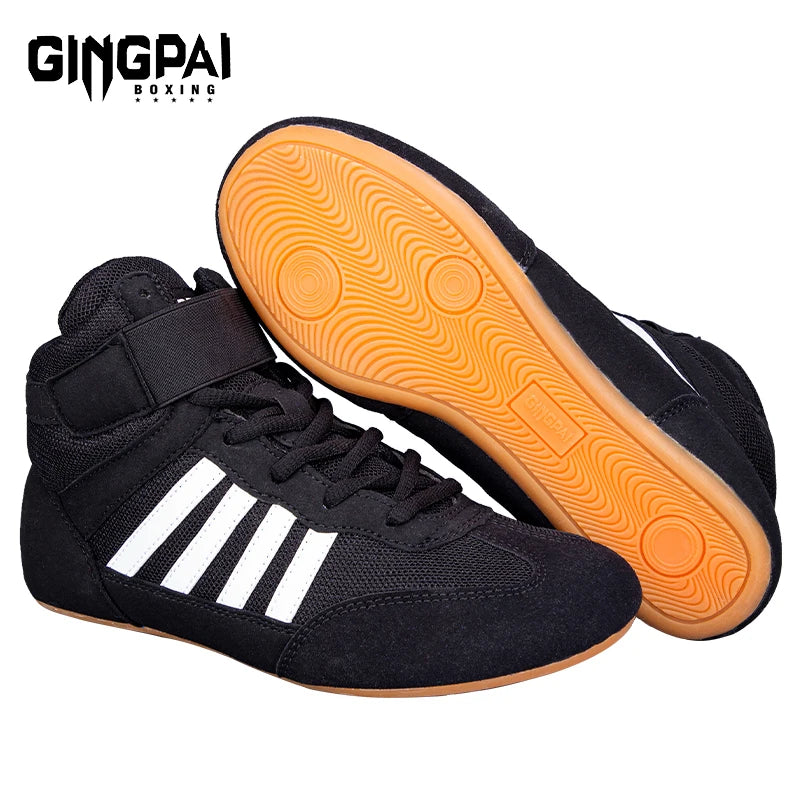 Professional Wrestling Shoes Boxing Shoes Men Women Training Shoes Tendon Bottom Artificial Leather Sports Shoes Breathable Soft
