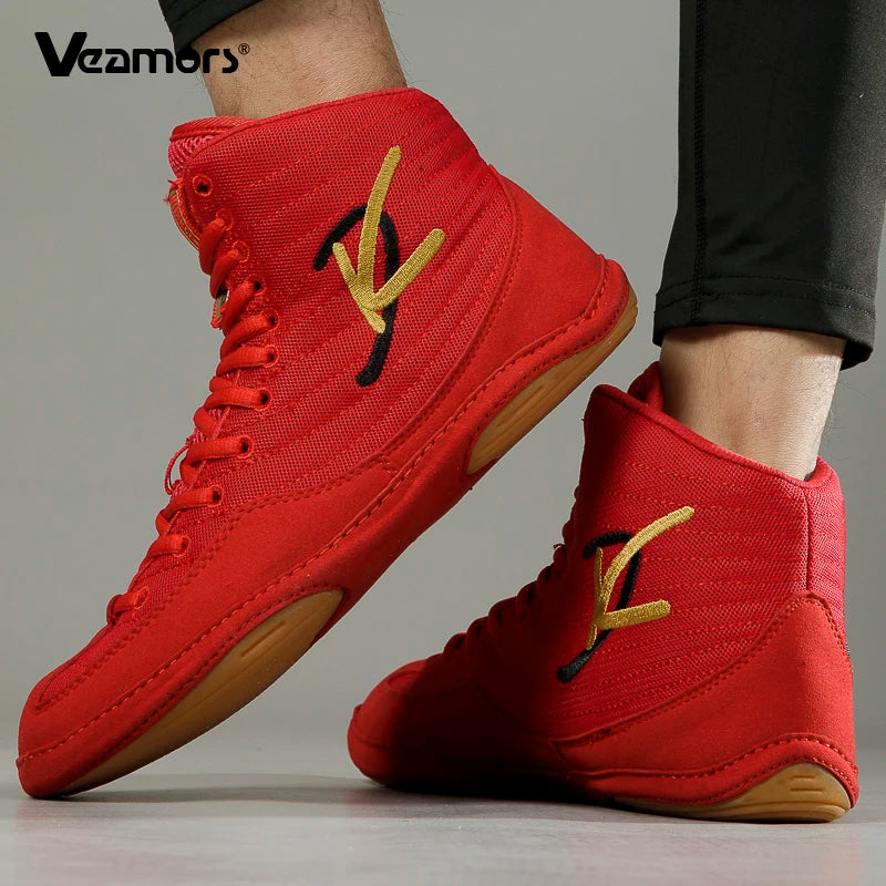 High-top Men's Boxing Shoes Breathable Fighting Wrestling Shoes Women's Anti-slip Sanda Sneakers Mesh Boxing Training Shoes