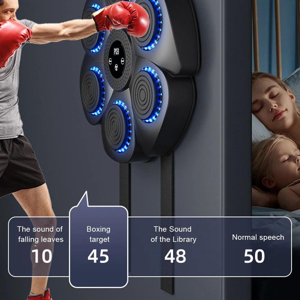 Bluetooth Music Boxing Machine RGB Light Smart Fitness Boxing Bag Muay Thai Sandbag Training Punching Equipment for Kids Adults