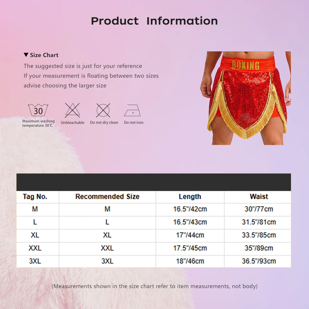 Adult Men's Boxing Competition Skirts Shorts Muay Thai Martial Arts Training Costumes Kickboxing Performance Fringe Shorts
