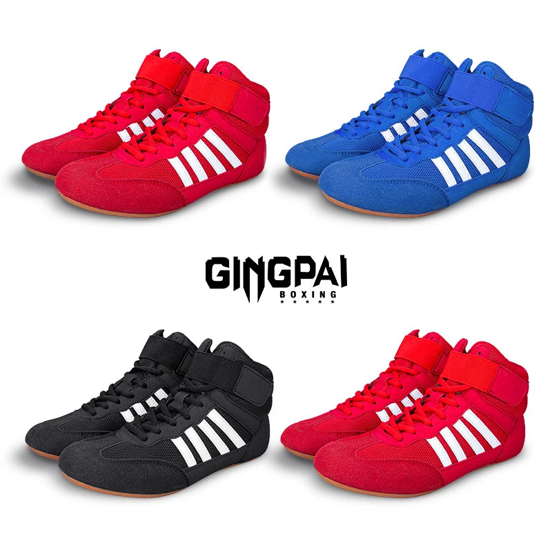 Professional Wrestling Shoes Boxing Shoes Men Women Training Shoes Tendon Bottom Artificial Leather Sports Shoes Breathable Soft