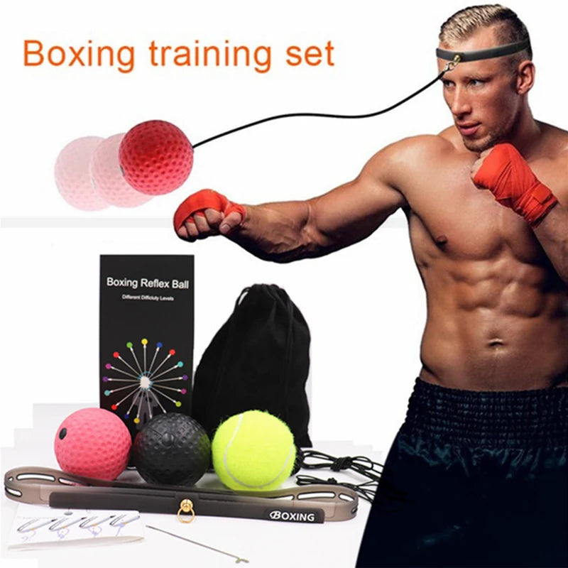 1 set of boxing reaction ball silicone anti-sweat headband boxing ball fitness decompression vent ball boxing training equipment