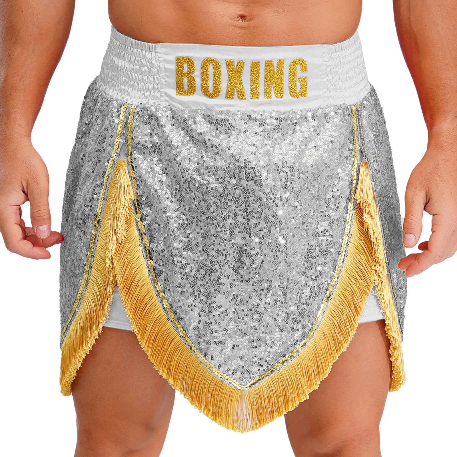 Adult Men's Boxing Competition Skirts Shorts Muay Thai Martial Arts Training Costumes Kickboxing Performance Fringe Shorts