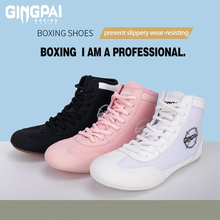 High top boxing shoes men children Sanda combat training shoes adult wrestling shoes fitness weightlifting martial arts shoes