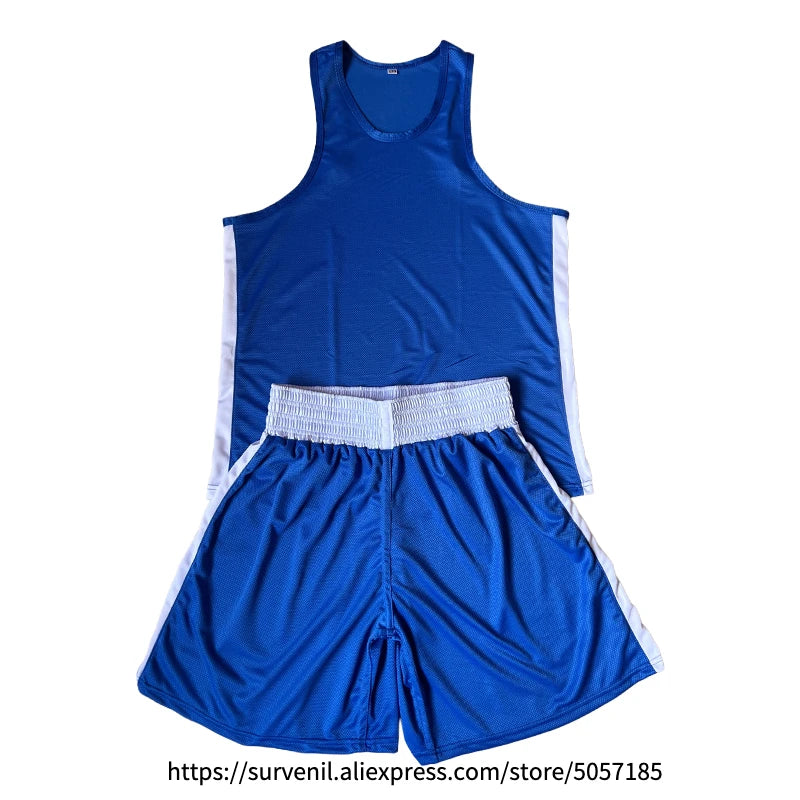 Boxing Uniform Men Women Kids Muay Thai Boxing Shorts Sanda Wushu Martial Arts MMA Training Clothing Kickboxing Shorts and Vest