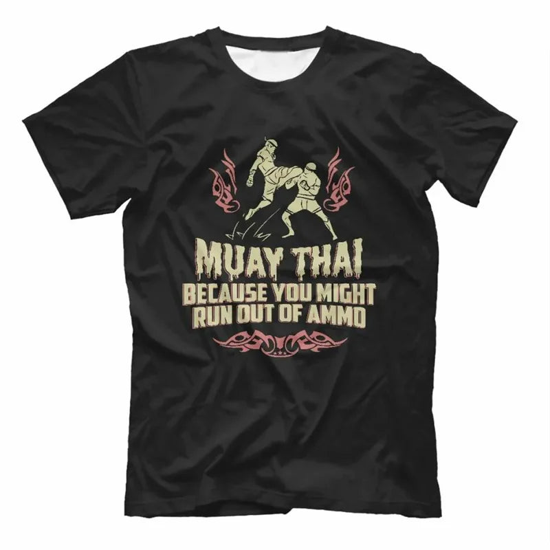 Boxing Men's Muay Thai T Shirt Fashion Summer Oversized T-shirts Casual Men's Gym Fitness Combat Training Sportswear Clothing
