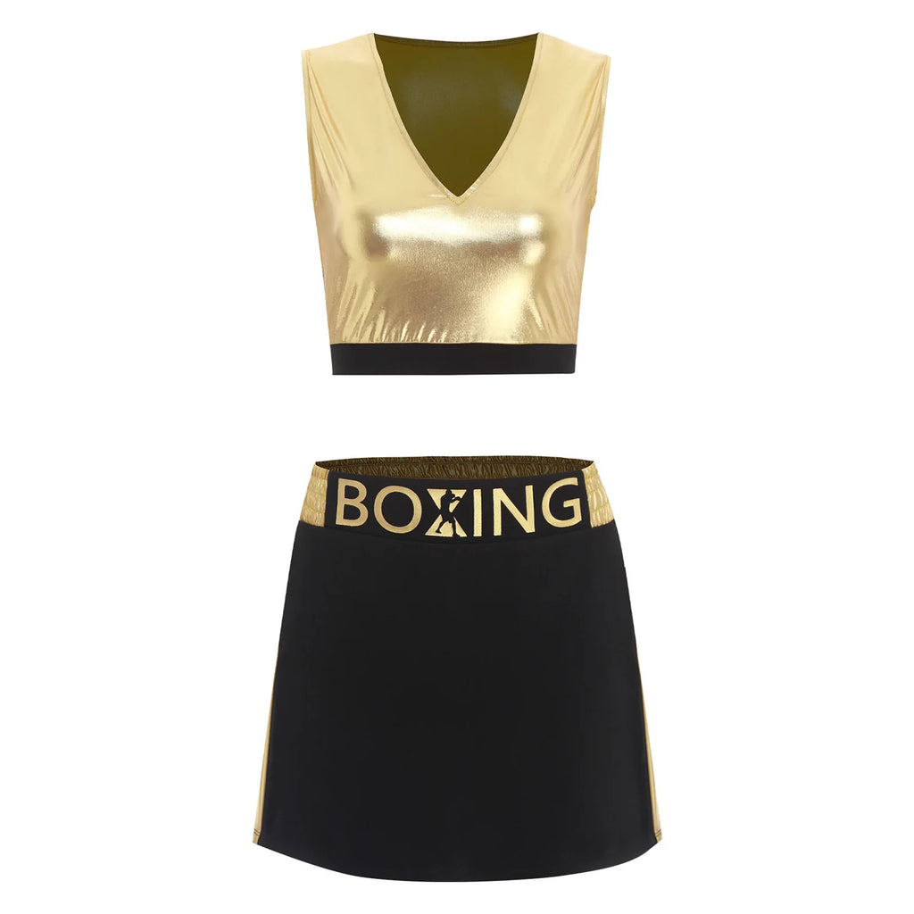 Women Boxing Robes Bjj Boxer Fight Grappling Costume Martial Arts Muay Thai Satin Tops + Skirt Belt Kickboxing Hooded Outfit
