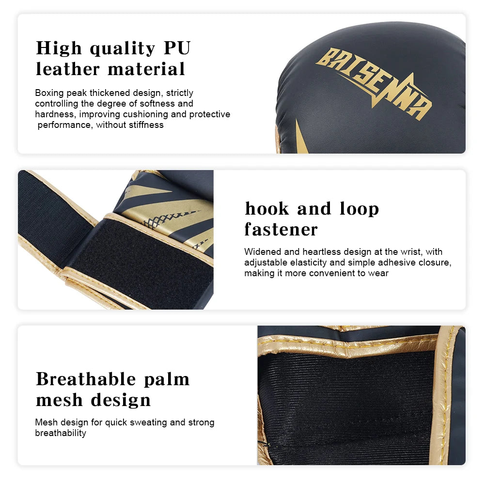 Professional MMA Boxing Gloves Half Finger Sandbag Karate Muay Thai Training Gloves PU Adult Kids Thickened Boxing Equipment