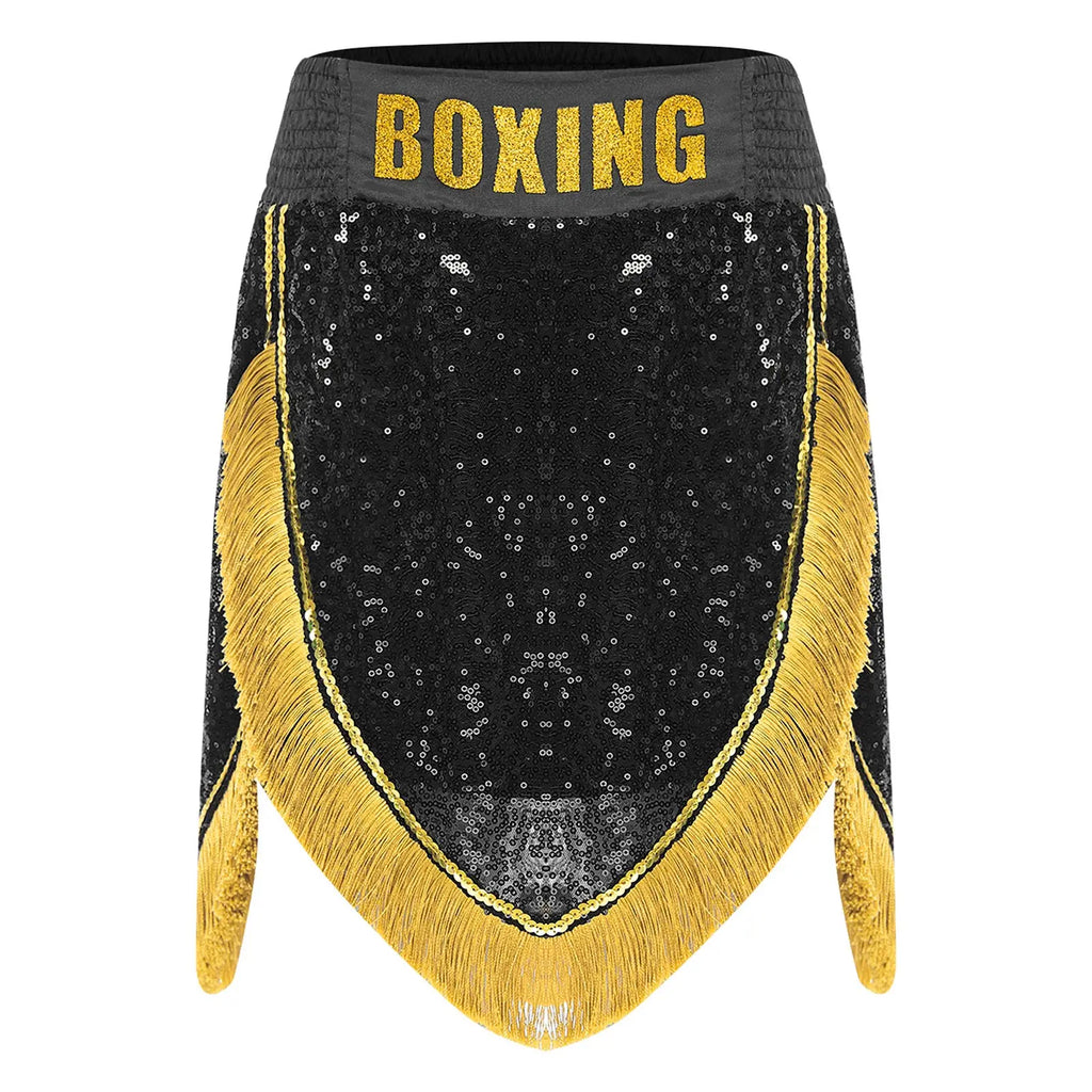 Adult Men's Boxing Competition Skirts Shorts Muay Thai Martial Arts Training Costumes Kickboxing Performance Fringe Shorts